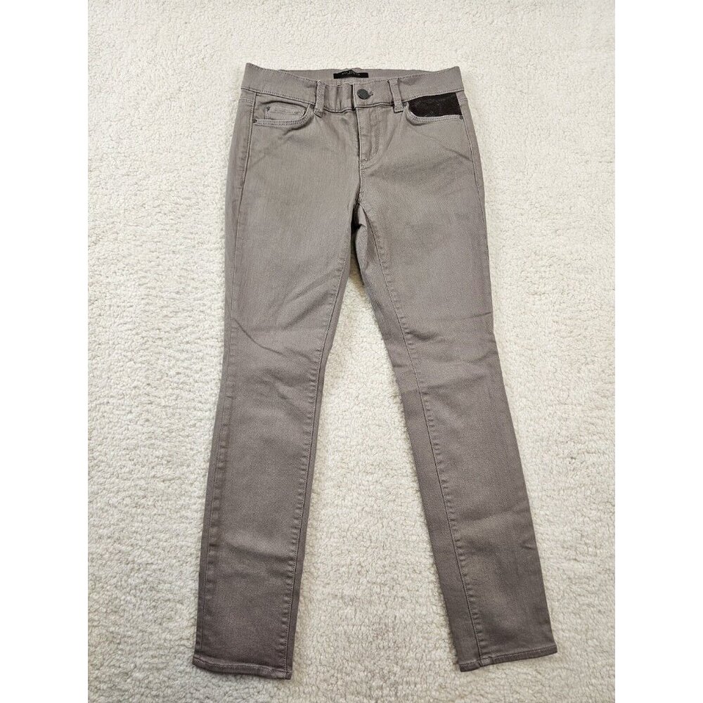 Ann Taylor Jeans Women's 4 Petite Tan The Skinny Modern Fit Faux Leather‎ Pocket
